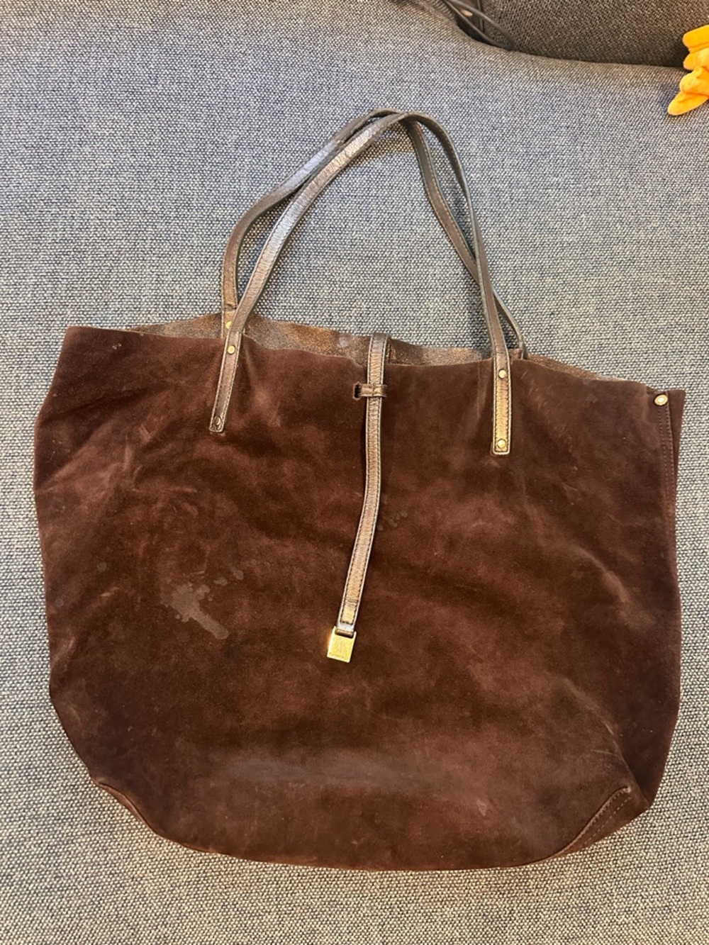 Tiffany & Co reversible suede and leather tote with pouch